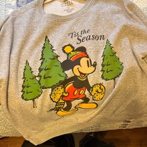 Disney Gray Mickey Mouse Holiday Sweatshirt